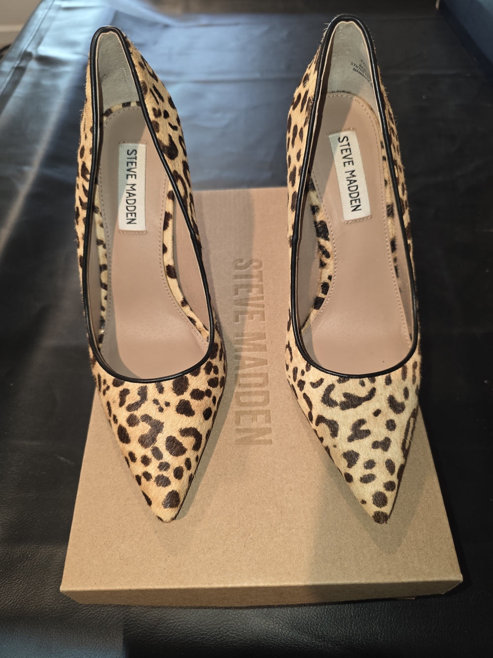 Steve Madden Zyler Leopard Print Pointed Toe Pumps - Tan/Black